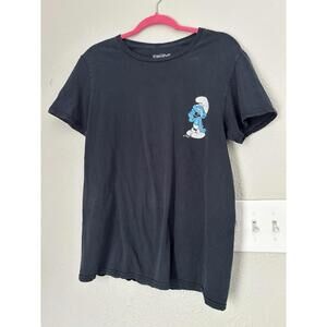 Smurfs T Shirt Black Size med Yawn Sleepy Lazy